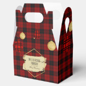 バッファローモダンプレイド金ゴールドのクリパーソナライズされたスマス フェイバーボックス (オープン)