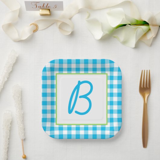 バッファローモノグラムのプレイド ペーパープレート (ウェディング)