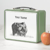 バッファローランチボックス – カスタムサファリギフト メタルランチボックス (インサイチュ)