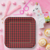 バッファローレッドブラックプレイドクラシック素朴 ペーパープレート (パーティー)