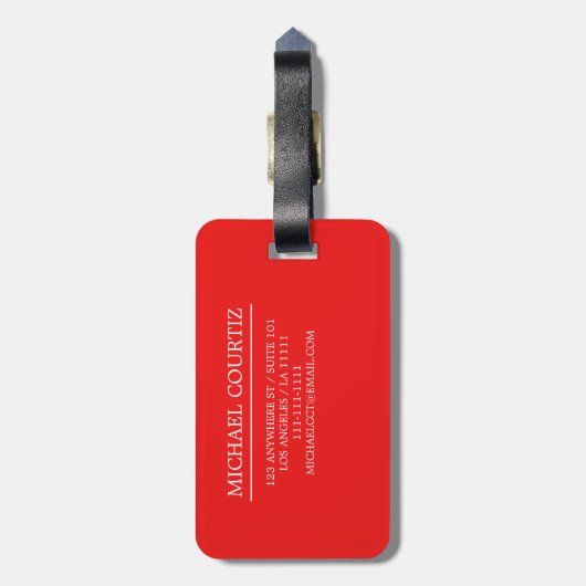 バッファローレッドプレイドモノグラムカスタムパーソナライズ ラゲッジタグ (裏面縦)