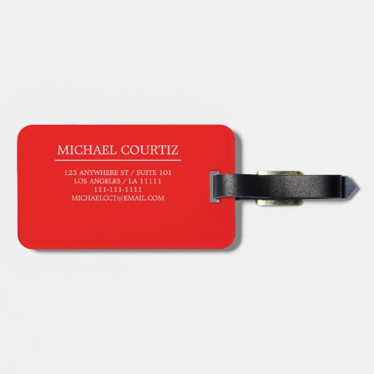 バッファローレッドプレイドモノグラムカスタムパーソナライズ ラゲッジタグ (裏面横)