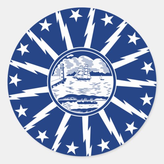 バッファロー国旗、ニューヨーク・スクエア紙・コースター ラウンドシール (正面)