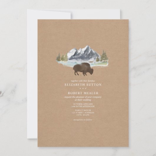 バッファロー水色マウンテンカー結婚ドストックズ 招待状 (正面)