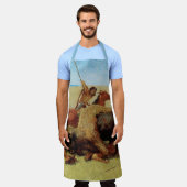 バッファロー狩りバイレミントン、ヴィンテージ先住民アメリカン エプロン (着用した状態)