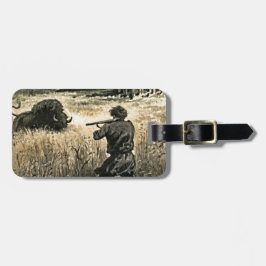 バッファロー狩りワイルドウェストフロントマンイラストレーション ラゲッジタグ