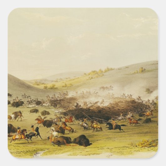 バッファロー狩り、サラウンド、c.1832 スクエアシール (正面)