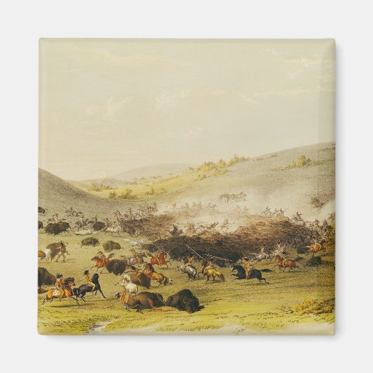 バッファロー狩り、サラウンド、c.1832 マグネット (正面)