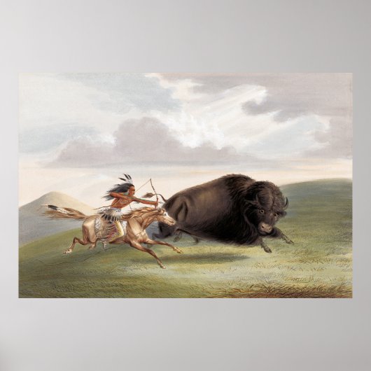 バッファロー狩り、チェース(1884)クロモリトグラフアート ポスター (正面)