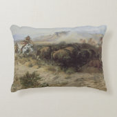 バッファロー狩りNo. 26 by CMラッセル、ヴィンテージインディアン アクセントクッション (正面)