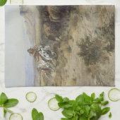 バッファロー狩りNo. 26 by CMラッセル、ヴィンテージインディアン キッチンタオル (折り畳み)