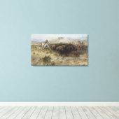 バッファロー狩りNo. 26 by CMラッセル、ヴィンテージインディアン キャンバスプリント (インサイチュ (ウッドフロア))