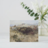 バッファロー狩りNo. 26 by CMラッセル、ヴィンテージインディアン ポストカード (スタンド正面)