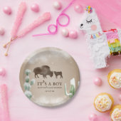 バッファロー砂漠の雪サボテン冬の赤ちゃんシャワー ペーパープレート (パーティー)