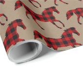 バッファロー素朴のプレイドで野生の馬をクラフト ラッピングペーパー (ロールコーナー)