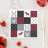 バッファロー素朴の格子模様パッチワーク赤い白のクリスマス スタンダードランチョンナプキン (インサイチュ)