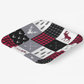 バッファロー素朴の格子模様パッチワーク赤い白のクリスマス ペーパープレート (傾斜あり)