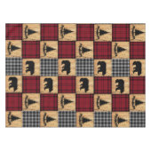 バッファロー素朴チェックは、木の木の赤い黒を支える テーブルクロス (正面(横))