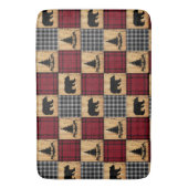 バッファロー素朴チェックは、木の木の赤い黒を支える バスマット (正面縦)