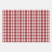 バッファロー素朴チェックプレイドレッド白黒 ラッピングペーパーシート (正面)