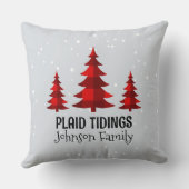 バッファロー素朴チェック常緑樹パーソナライズされた木 クッション (裏面)