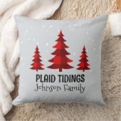 バッファロー素朴チェック常緑樹パーソナライズされた木 クッション (ブランケット)