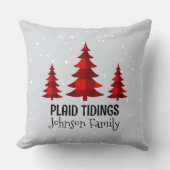 バッファロー素朴チェック常緑樹パーソナライズされた木 クッション (正面)