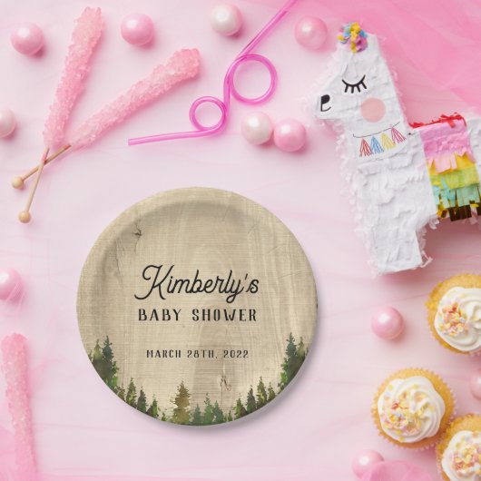 バッファロー素朴チェック野生の1つの赤ちゃんシャワー ペーパープレート (パーティー)