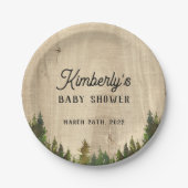 バッファロー素朴チェック野生の1つの赤ちゃんシャワー ペーパープレート (正面)