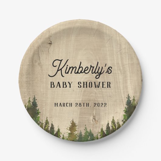 バッファロー素朴チェック野生の1つの赤ちゃんシャワー ペーパープレート (正面)