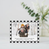 バッファロー素朴プレイドカスタムフォト白黒 シーズンポストカード (スタンド正面)