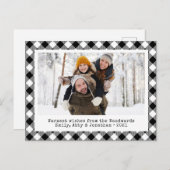 バッファロー素朴プレイドカスタムフォト白黒 シーズンポストカード (正面/裏面)