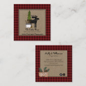 バッファロー素朴プレイドキャビンロッジスタイル スクエア名刺 (正面/裏面)