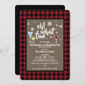 バッファロー素朴プレイドクリスマスカクテルパーティー 招待状 (正面/裏面)