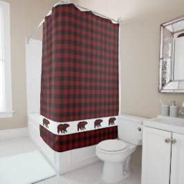 バッファロー素朴プレイドグリズリーベア シャワーカーテン