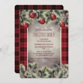 バッファロー素朴プレイドシルバーグレークリスマスディナー 招待状 (正面/裏面)