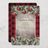 バッファロー素朴プレイドシルバーグレークリスマスパーティー 招待状 (正面/裏面)