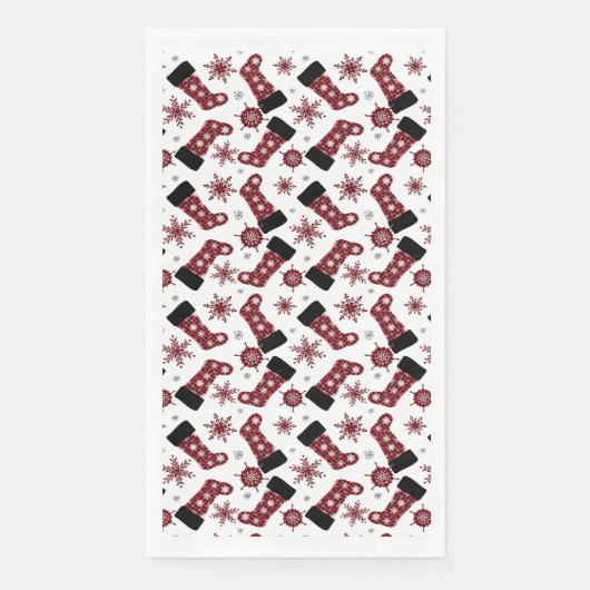 バッファロー素朴プレイドストッキングスノーフレークスクリスマス (正面)