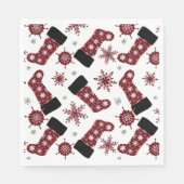 バッファロー素朴プレイドストッキングスノーフレークスクリスマス スタンダードランチョンナプキン (正面)