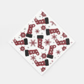バッファロー素朴プレイドストッキングスノーフレークスクリスマス スタンダードランチョンナプキン (角)