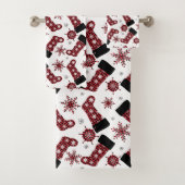 バッファロー素朴プレイドストッキングスノーフレークスクリスマス バスタオルセット (インサイチュ)