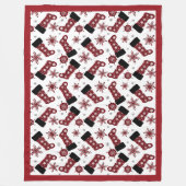 バッファロー素朴プレイドストッキングスノーフレークスクリスマス フリースブランケット (正面)