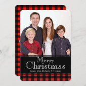 バッファロー素朴プレイドディアー〔雄ジカの〕枝角クリスマスフォト シーズンカード (正面/裏面)