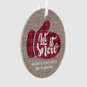 バッファロー素朴プレイドバーラップで雪のクリスマスを許可 オーナメント (正面)