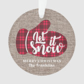 バッファロー素朴プレイドバーラップで雪のクリスマスを許可 オーナメント (正面)