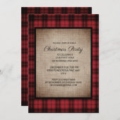 バッファロー素朴プレイドバーラップクリスマスパーティー 招待状 (正面/裏面)