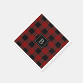 バッファロー素朴プレイドパターンモノグラムのイニシャル スタンダードカクテルナプキン (角)