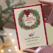 バッファロー素朴プレイドファームハウスクリスマスリース シーズンカード