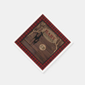 バッファロー素朴プレイドベビーシャワーイニシャル スタンダードカクテルナプキン (角)