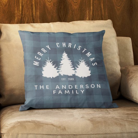 バッファロー素朴プレイドメリークリスマスファミリー名 クッション